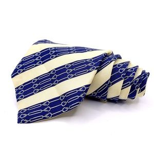Bert Pulitzer Tie Silk Striped Pattern Yellow Blue